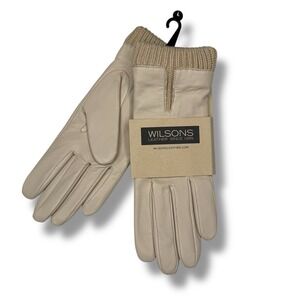 Vintage 1990s Wilsons Genuine Leather Neutral Gloves Lined Size Womens Large